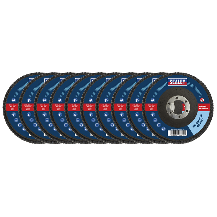 115mm Zirconium Flap Discs 60Grit 22mm Bore - Pack of 10 | FD1156010