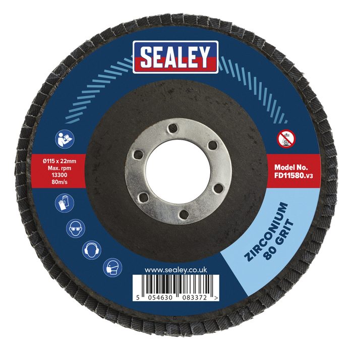 115mm Zirconium Flap Disc 80Grit 22mm Bore | FD11580