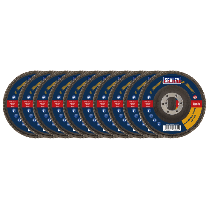 115mm Aluminium Oxide Flap Discs Assorted Grit 22mm Bore - Pack of 10 | FD115EMIX