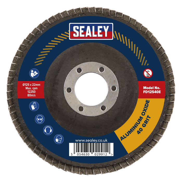 125mm Aluminium Oxide Flap Disc 40Grit 22mm Bore | FD12540E