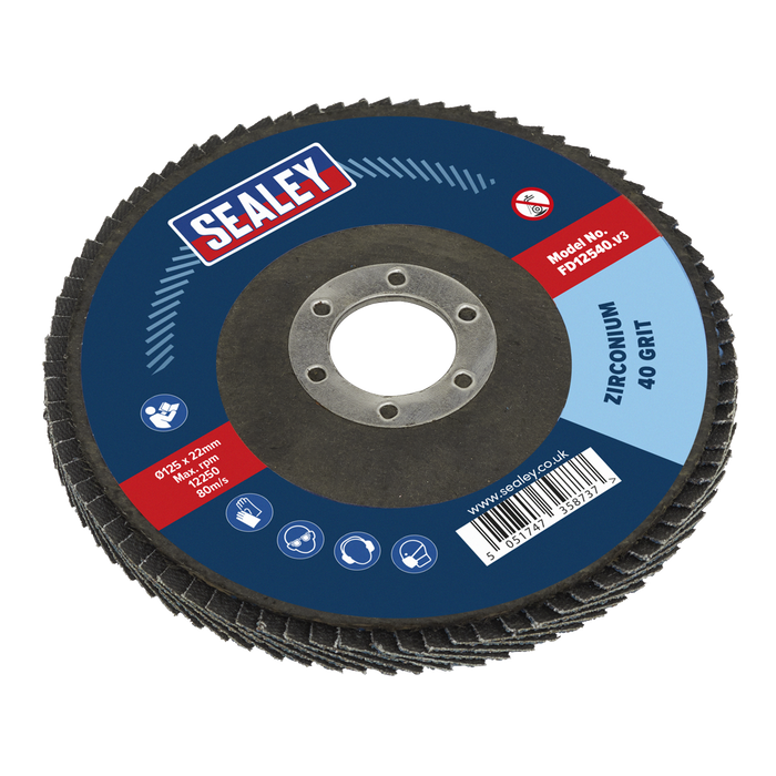 125mm Zirconium Flap Disc 40Grit 22mm Bore | FD12540