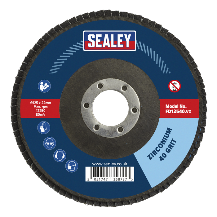125mm Zirconium Flap Disc 40Grit 22mm Bore | FD12540