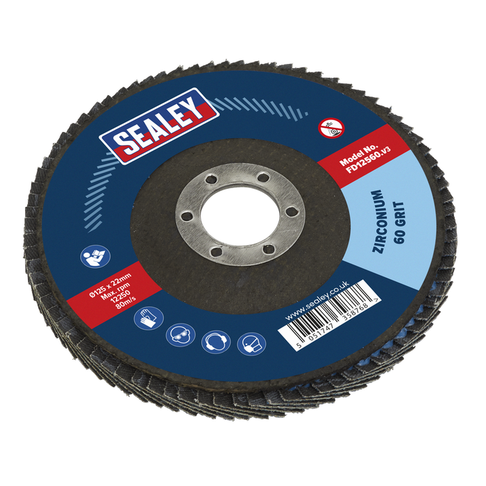 125mm Zirconium Flap Disc 60Grit 22mm Bore | FD12560