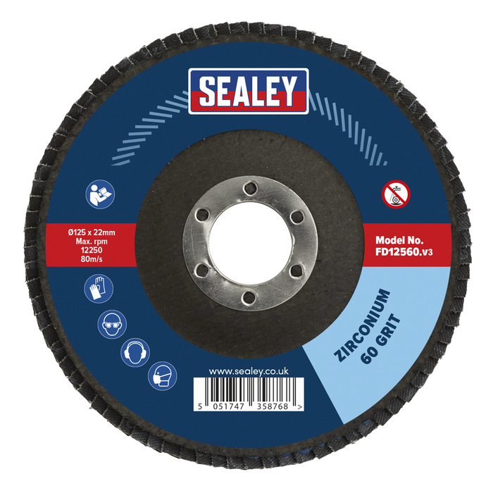 125mm Zirconium Flap Disc 60Grit 22mm Bore | FD12560