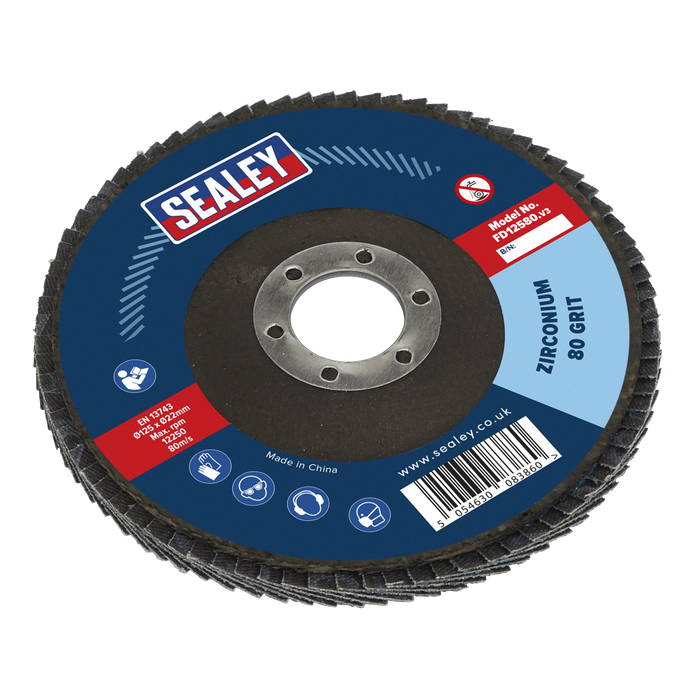 125mm Zirconium Flap Disc 80Grit 22mm Bore | FD12580