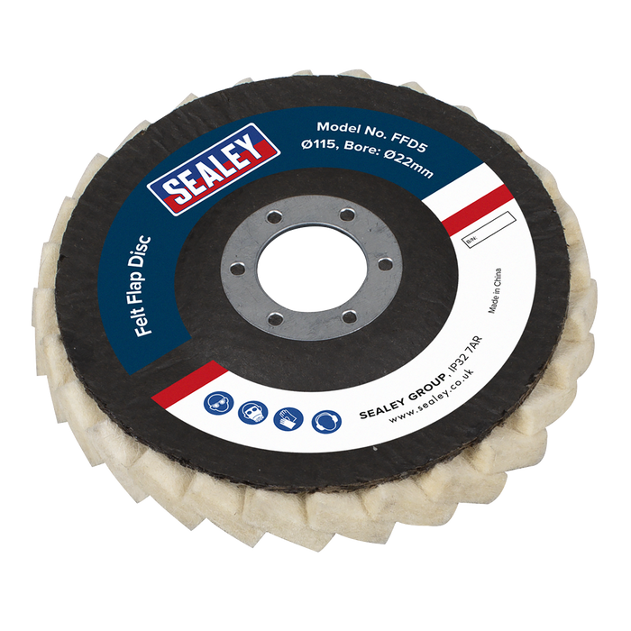 Felt Flap Disc Ø115mm Ø22mm Bore - Pack of 5 | FFD5
