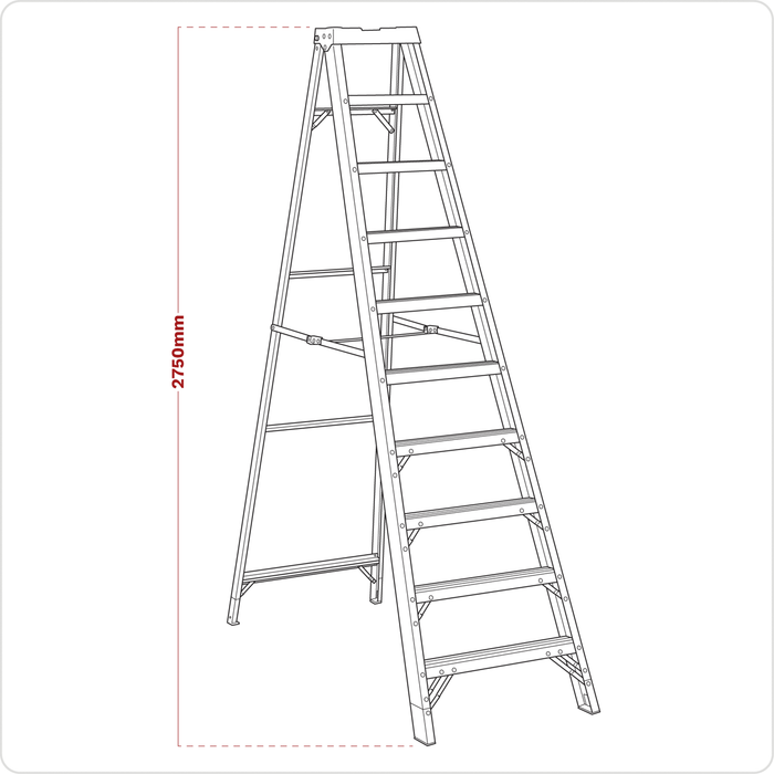 Fibreglass Step Ladder 9-Tread - EN 131 | FSL10