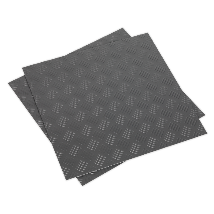 Vinyl Floor Tile with Peel & Stick Backing Silver Treadplate - Pack of 16 | FT1S