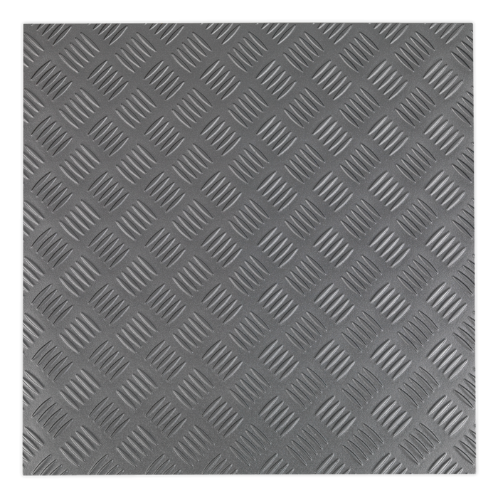 Vinyl Floor Tile with Peel & Stick Backing Silver Treadplate - Pack of 16 | FT1S