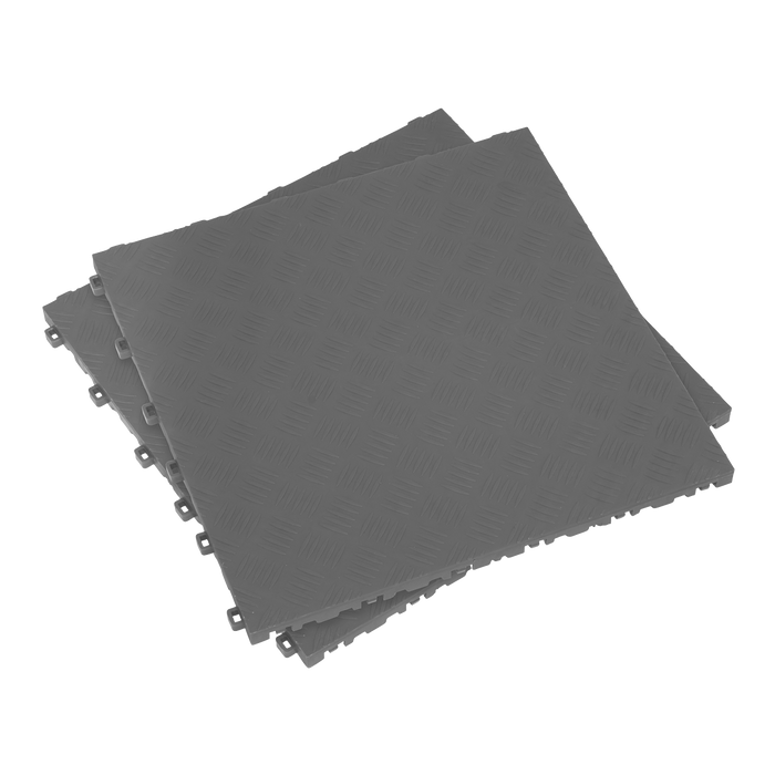 Polypropylene Floor Tile 400 x 400mm, Grey Treadplate - Pack of 9 | FT3G