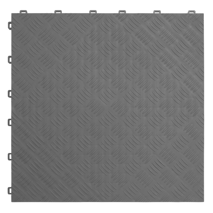 Polypropylene Floor Tile 400 x 400mm, Grey Treadplate - Pack of 9 | FT3G