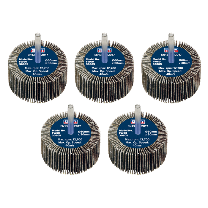 60 x 30mm Abrasive Flap Wheel with 6mm Shaft 80Grit - Pack of 5 | FW6030805