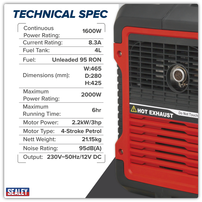 2000W Inverter Generator 4-Stroke Engine 230V | G2000I