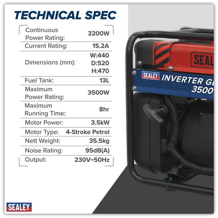 3500W Inverter Generator 4-Stroke Engine 230V | GI3500