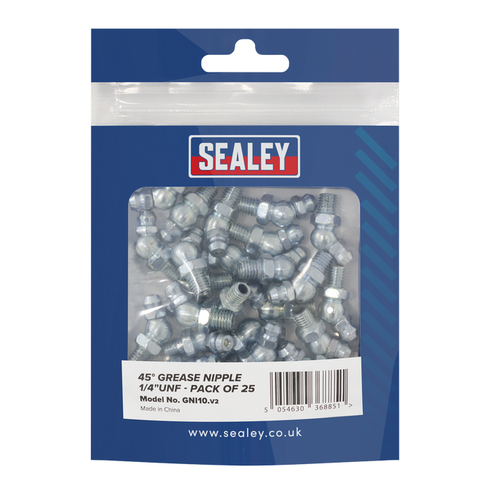 45° Grease Nipple 1/4"UNF - Pack of 25 | GNI10