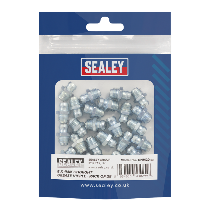 Straight Grease Nipple 8 x 1mm - Pack of 25 | GNM20
