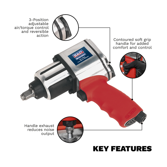 Generation Twin Hammer Air Impact Wrench 1/2"Sq Drive | GSA02