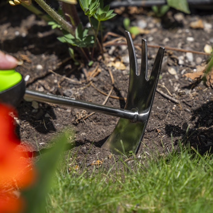 2-In-1 Garden Hand Tool with Soft Grip Handle & Stainless Steel Tines/Blade | GTSG022