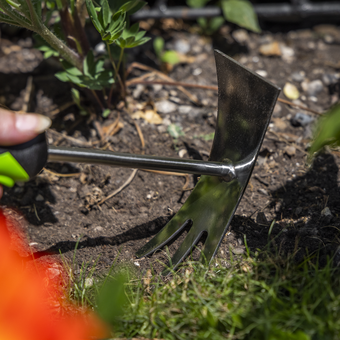 2-In-1 Garden Hand Tool with Soft Grip Handle & Stainless Steel Tines/Blade | GTSG022