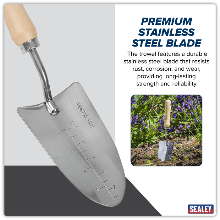 Premier Hand Trowel Hand Trowel with Ash Handle & Stainless Steel Blade | GTWH003
