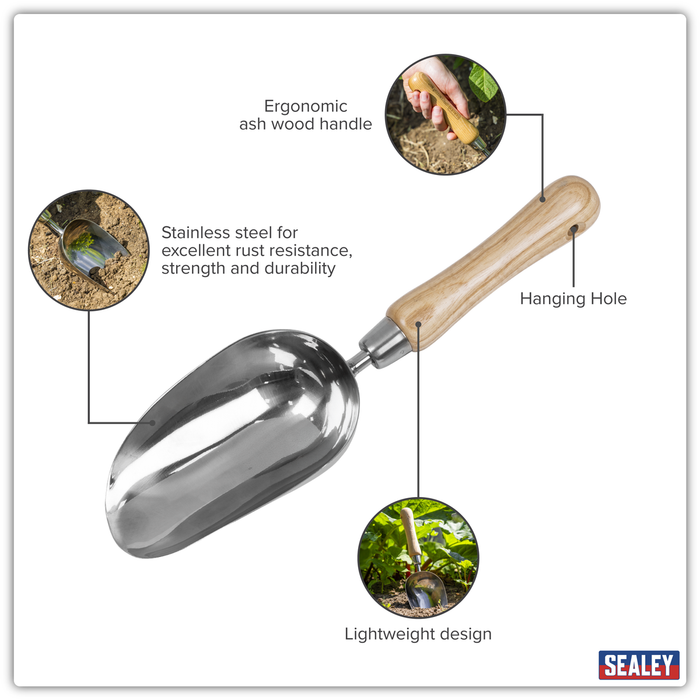 Premier Garden Scoop with Ash Handle & Stainless Steel Head | GTWH006