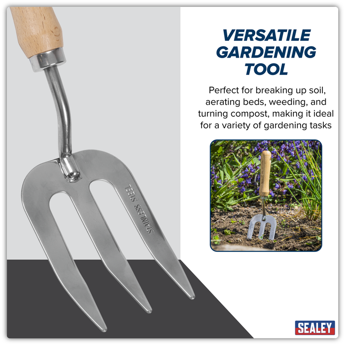 Premier Garden Hand Fork with Ash Handle & Stainless Steel Tines | GTWH007