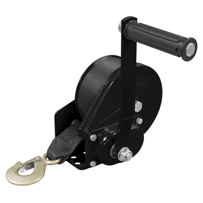 Geared Hand Winch with Brake & Webbing 540kg Capacity | GWW1200B