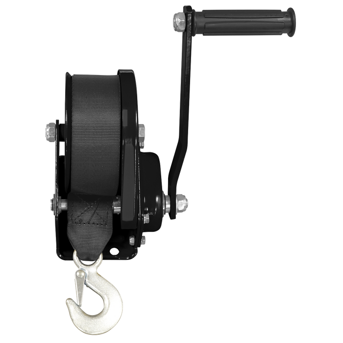 Geared Hand Winch with Brake & Webbing 540kg Capacity | GWW1200B