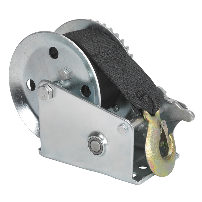 Geared Hand Winch with Webbing Strap 540kg Capacity | GWW1200M