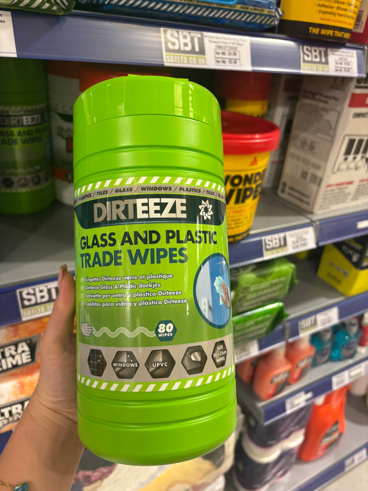 Dirteeze Glass & Plastic Trade Wipes, Tub of 80 Wipes | GDCL80