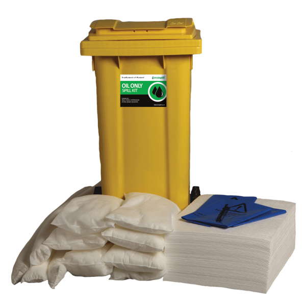 Ecospill 120L Oil Only Spill Response Kit, 2 Wheel PE Bin | H1220120