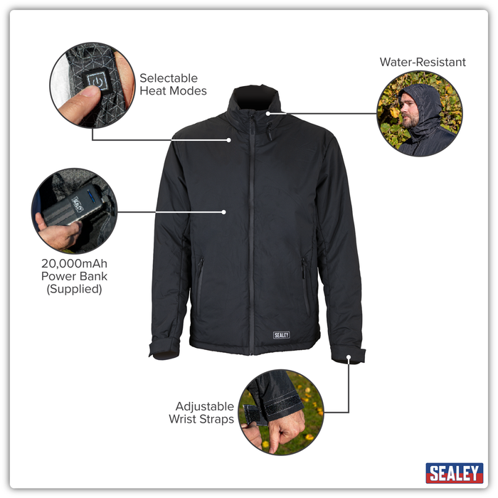 5V Heated Rain Jacket with Power Bank 20Ah - Large | HJ07KIT