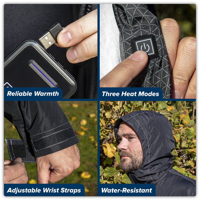 5V Heated Rain Jacket with Power Bank 20Ah - Large | HJ07KIT
