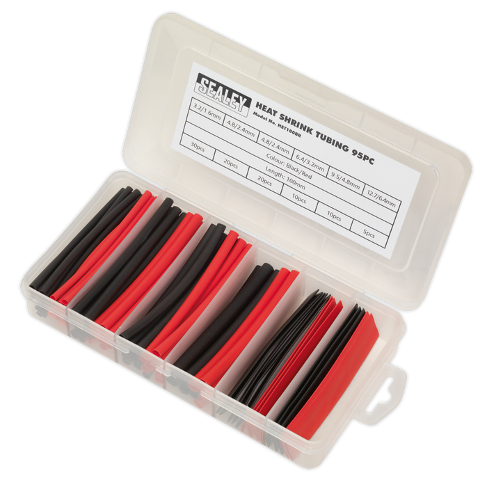 Heat Shrink Tubing Assortment 100mm 95pc - Black & Red | HST100BR