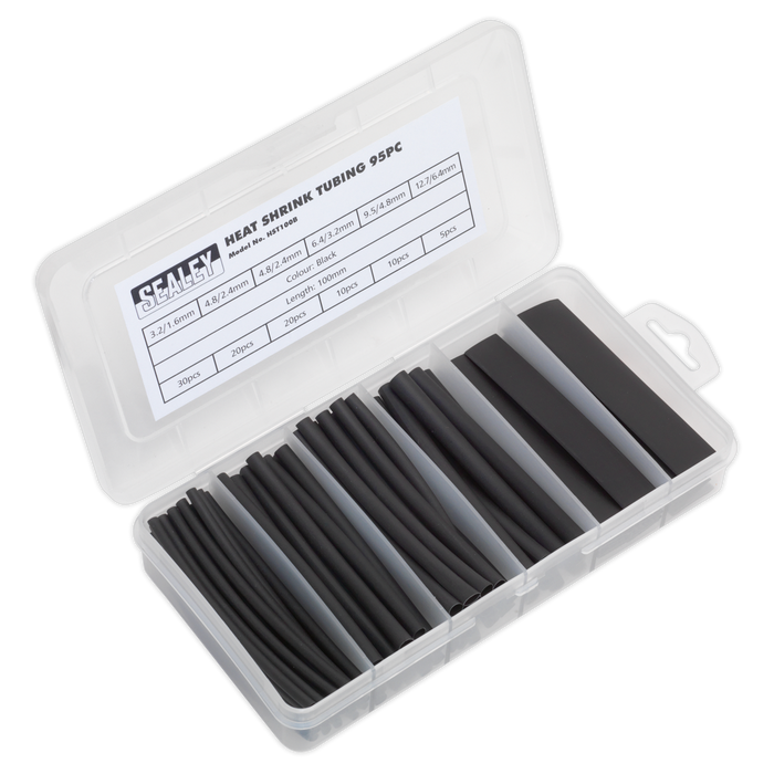 Heat Shrink Tubing Assortment 100mm 95pc - Black | HST100B