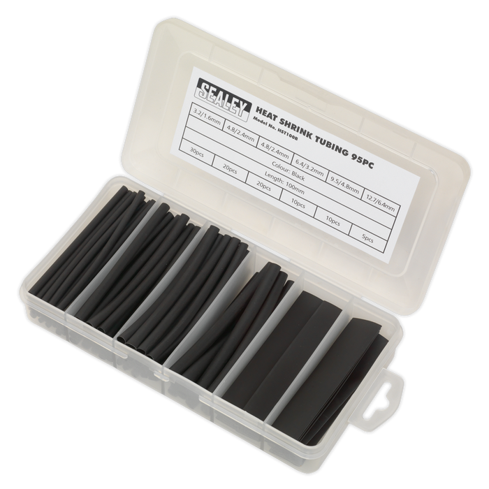 Heat Shrink Tubing Assortment 100mm 95pc - Black | HST100B