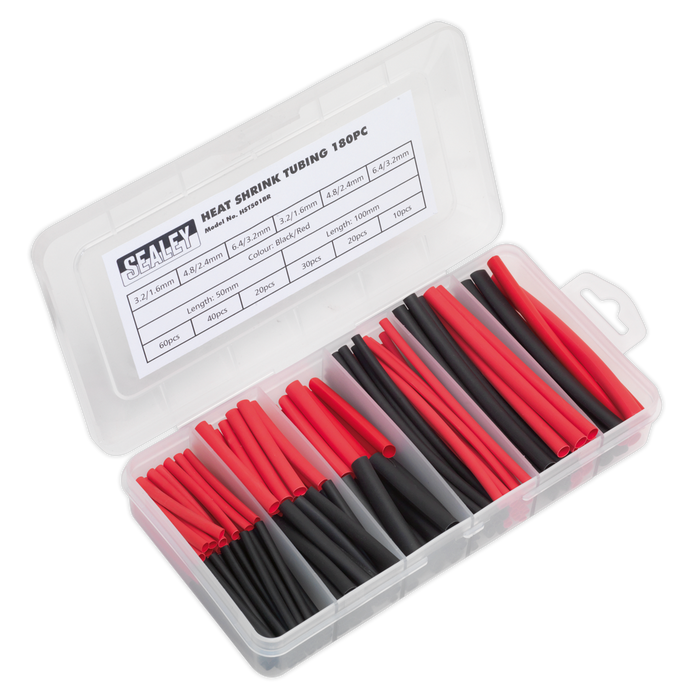 Heat Shrink Tubing Assortment 50 & 100mm 180pc - Black & Red | HST501BR