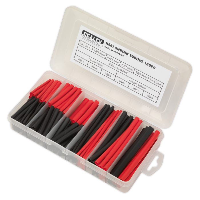 Heat Shrink Tubing Assortment 50 & 100mm 180pc - Black & Red | HST501BR