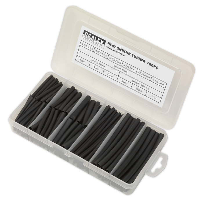 Heat Shrink Tubing Assortment 50 & 100mm 180pc - Black | HST501B
