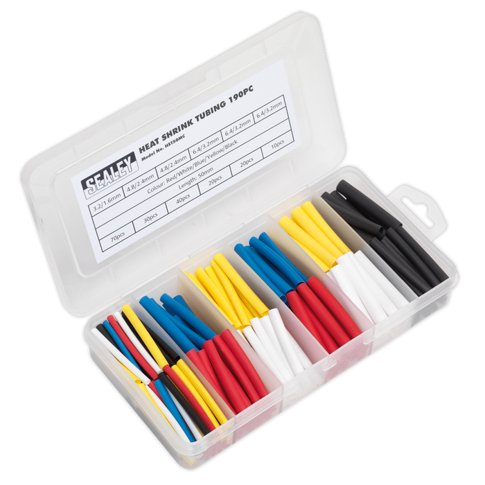 Heat Shrink Tubing Assortment 50mm 190pc - Mixed Colours | HST50MC