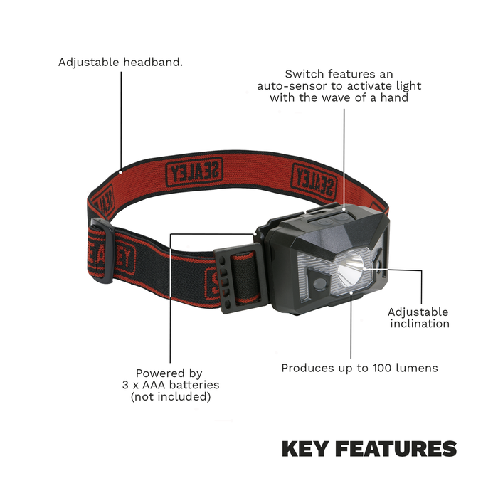 Head Torch with Auto-Sensor 3W SMD & 2 Red LED | HT03LED