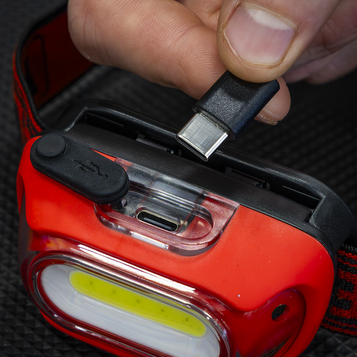Rechargeable Head Torch with Auto-Sensor 8W COB LED - Red | HT08RR