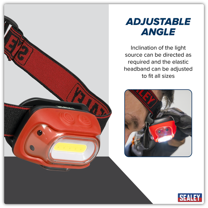 Rechargeable Head Torch with Auto-Sensor 8W COB LED - Red | HT08RR