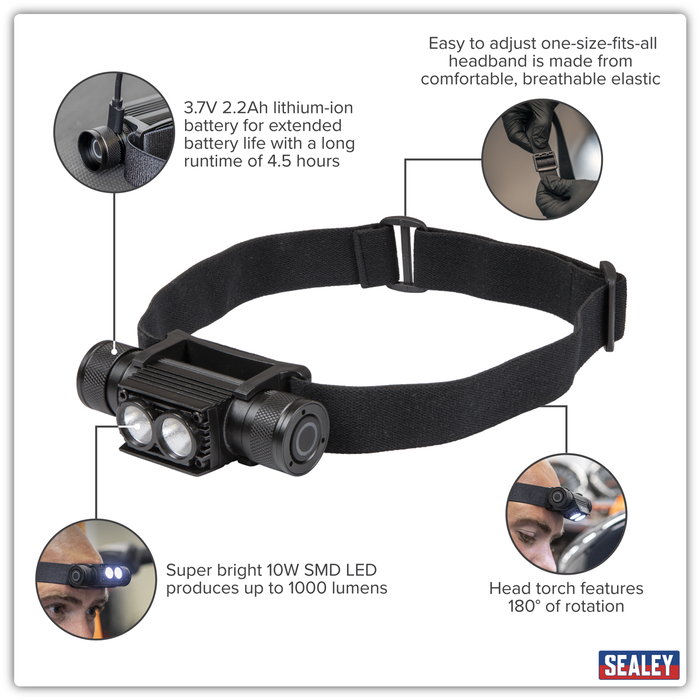 Rechargeable Head Torch 10W SMD LED | HT110R