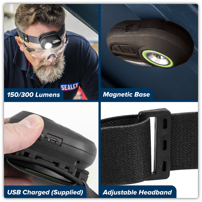 Rechargeable Headlight with Auto-Sensor 3W COB & 1W SMD LED | HT300R