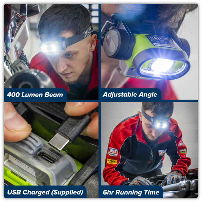 Rechargeable Head Torch with Auto-Sensor 5W & 3W COB LED | HT400LED