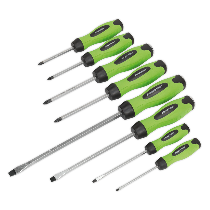 Premier Hammer-Thru Screwdriver Set 8pc - Hi-Vis Green | HV002