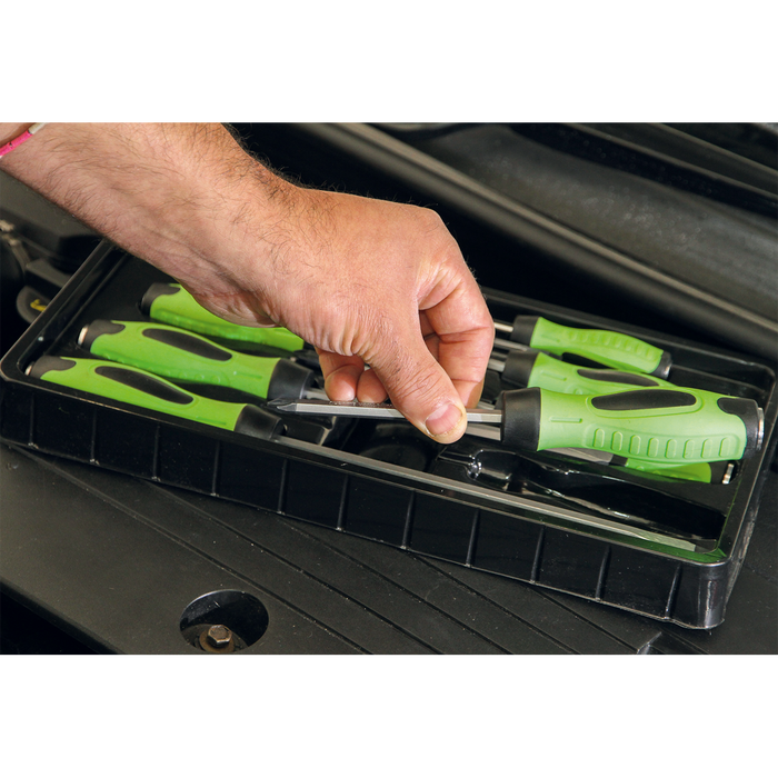 Premier Hammer-Thru Screwdriver Set 8pc - Hi-Vis Green | HV002