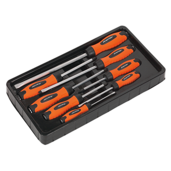 Premier Hammer-Thru Screwdriver Set 8pc - Hi-Vis Orange | HV004