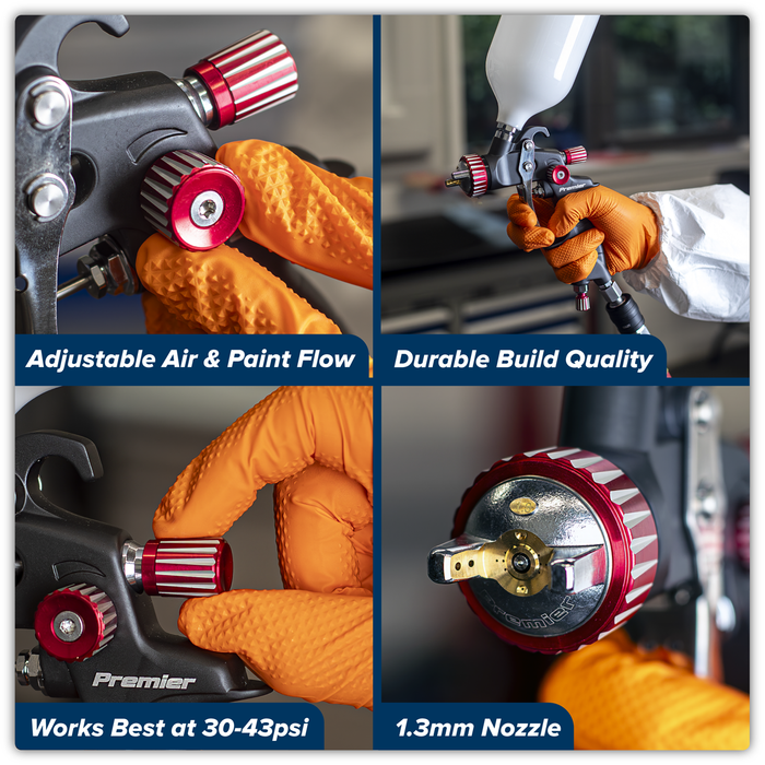 Premier Professional HVLP Gravity Feed Spray Gun 1.3mm Set-Up | HVLP01